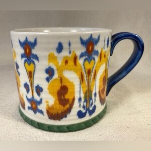 Anthropologie Hand-Decorated Inner Beauty Multi Color Aztec Ikat Coffee Tea Mug